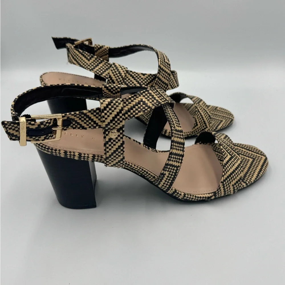 Kelly & Katie Black and Tan Women's Heeled Sandals size 10 excellent condition - Picture 2 of 8